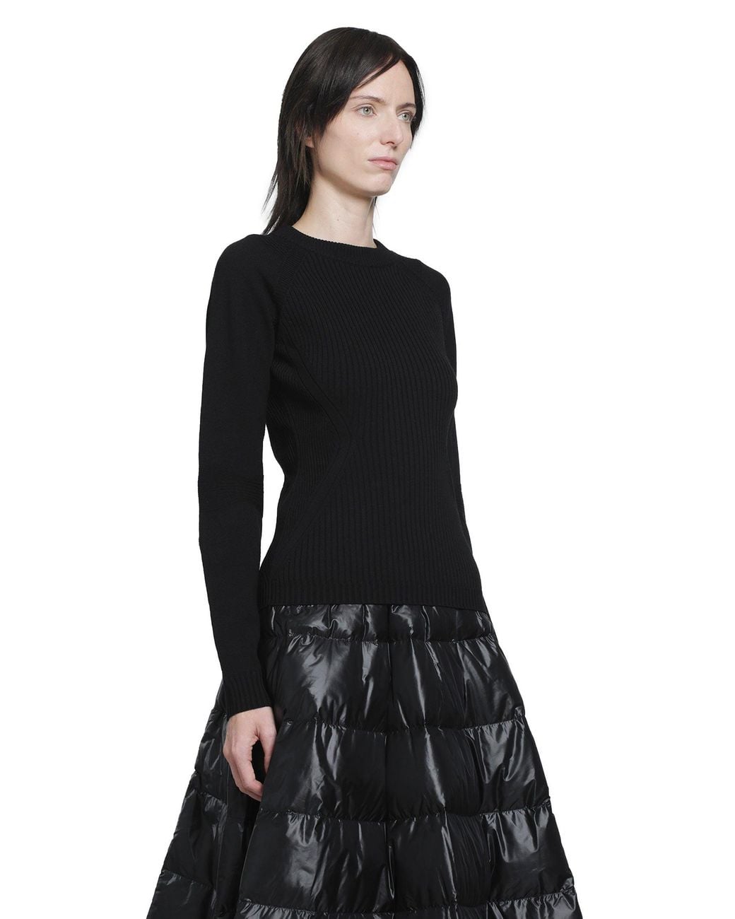 Moncler Black Ribbed Wool Sweater