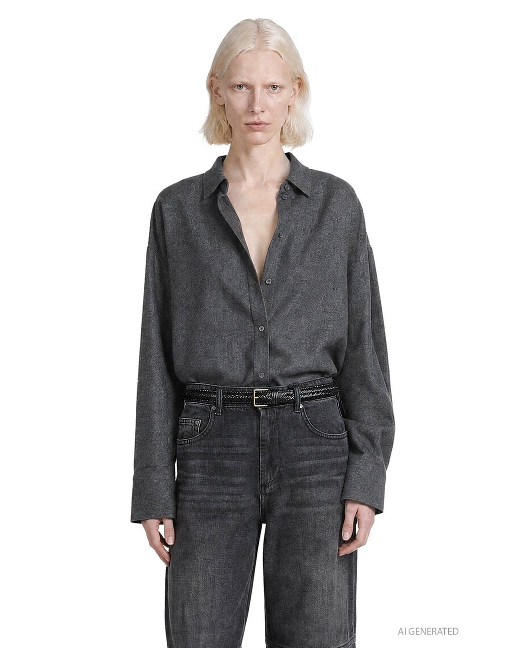 Max Mara Gray Wool Flannel Shirt