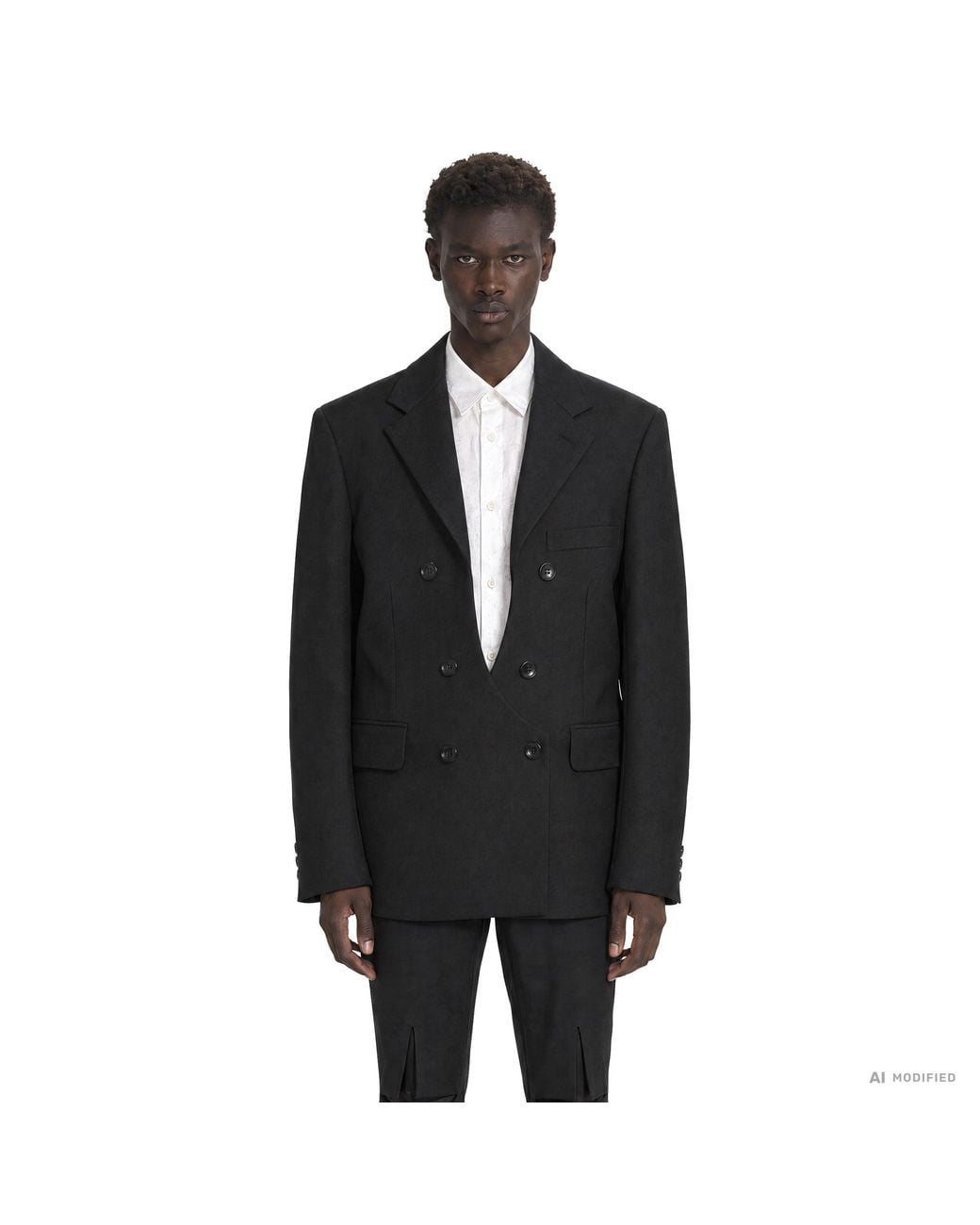 Comme des Garçons Black Double-Breasted Wool Blazer for men