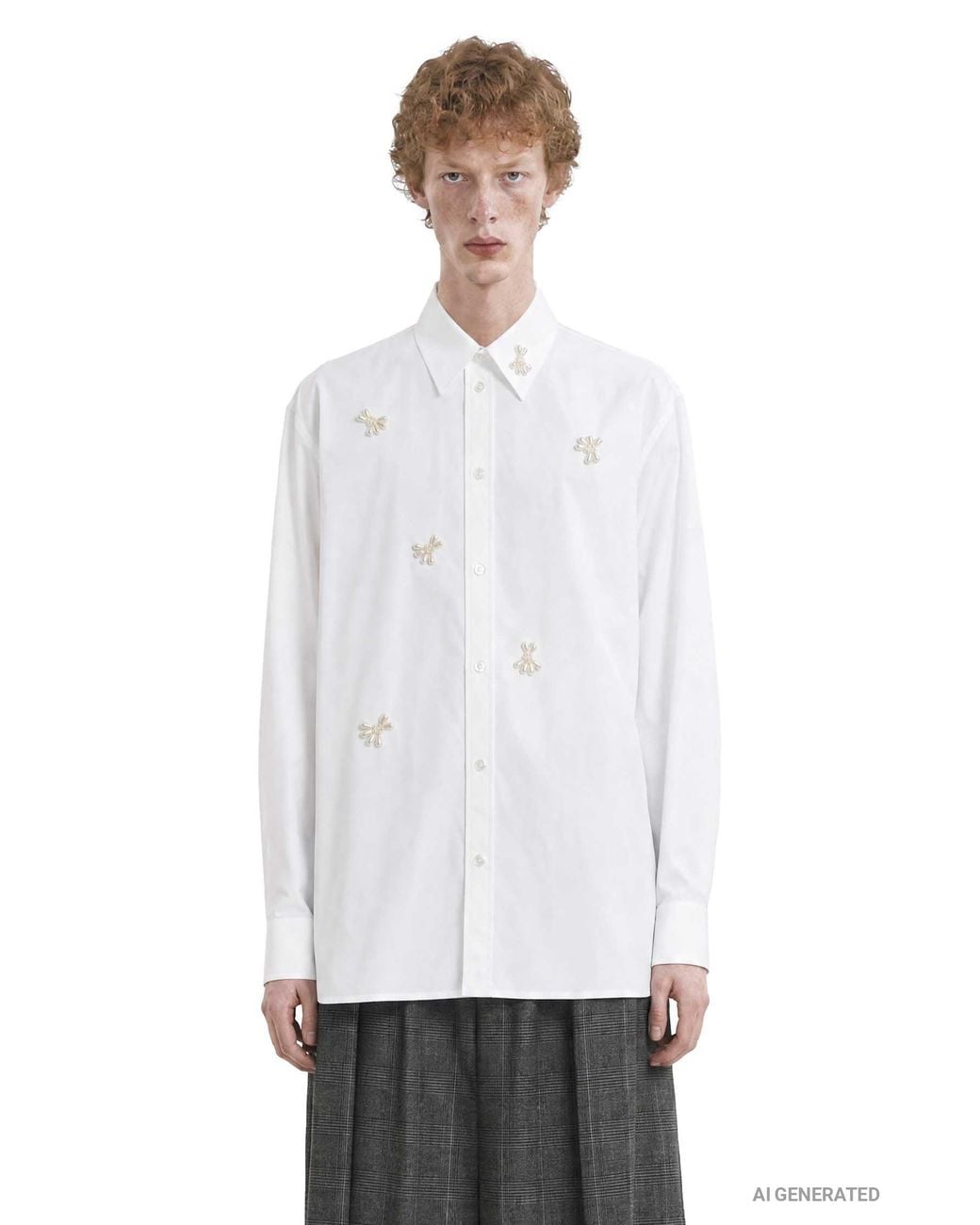 Simone Rocha White Turbo Beaded Easy Shirt for men