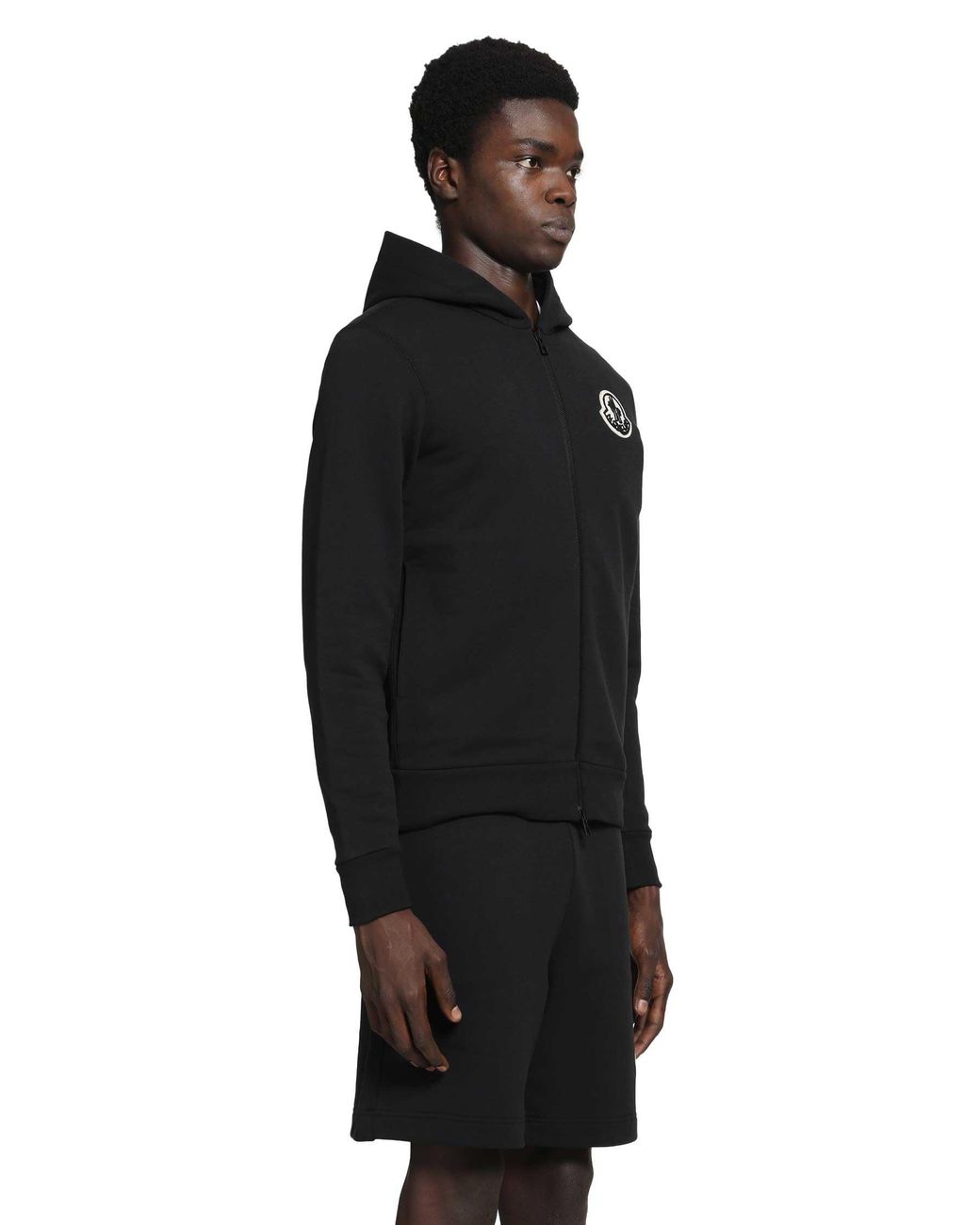 Moncler Black Logo Cotton Zip-Up Coodie for men