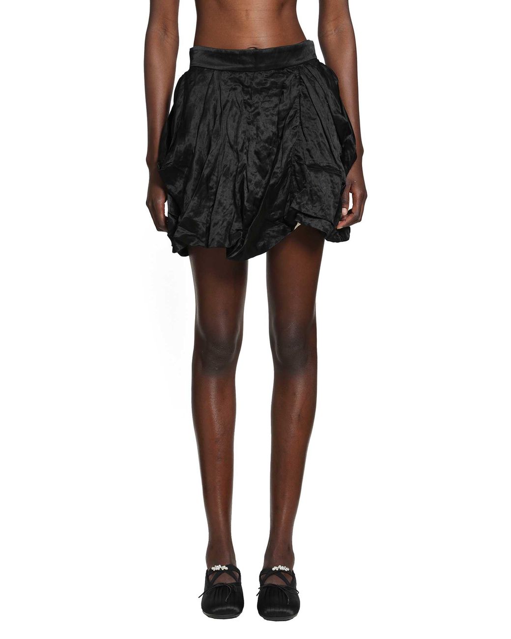Renli Su Black Gathered Mini Skirt
