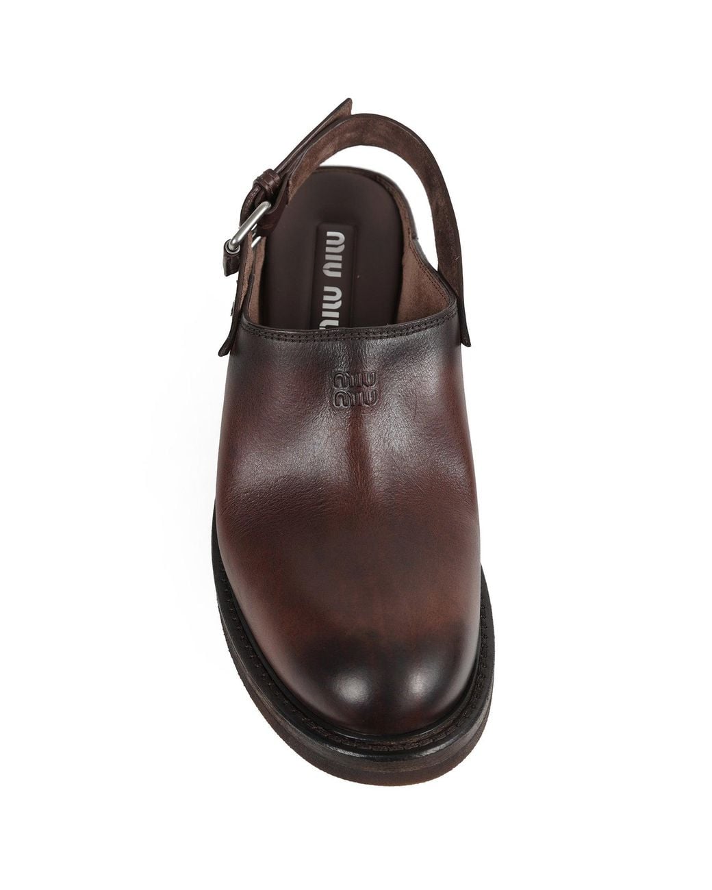 Miu Miu Brown Foule Leather Mules