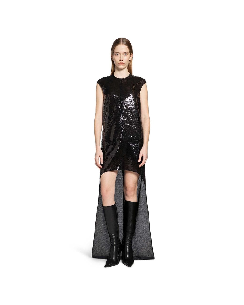 Courreges Black Circle Edged Sequins Long Dress