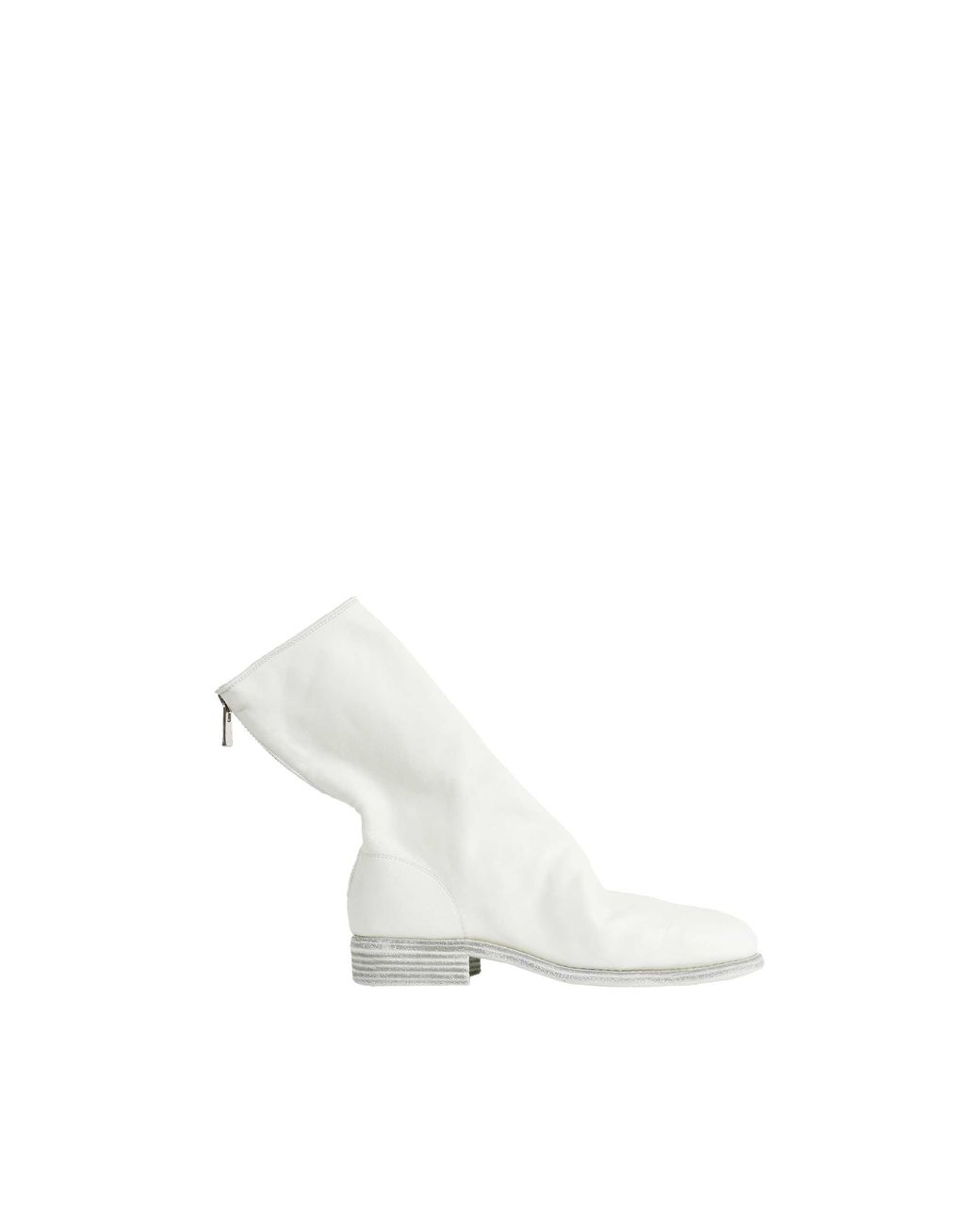 Guidi White Back Zip Mid Boots