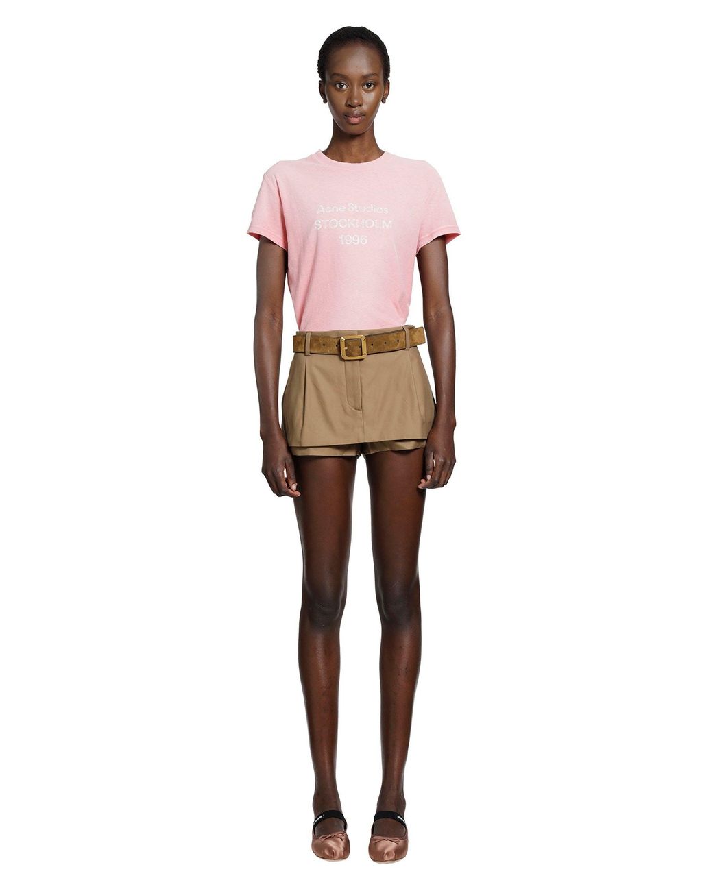 Acne Natural Layered Satin Mini Skirt