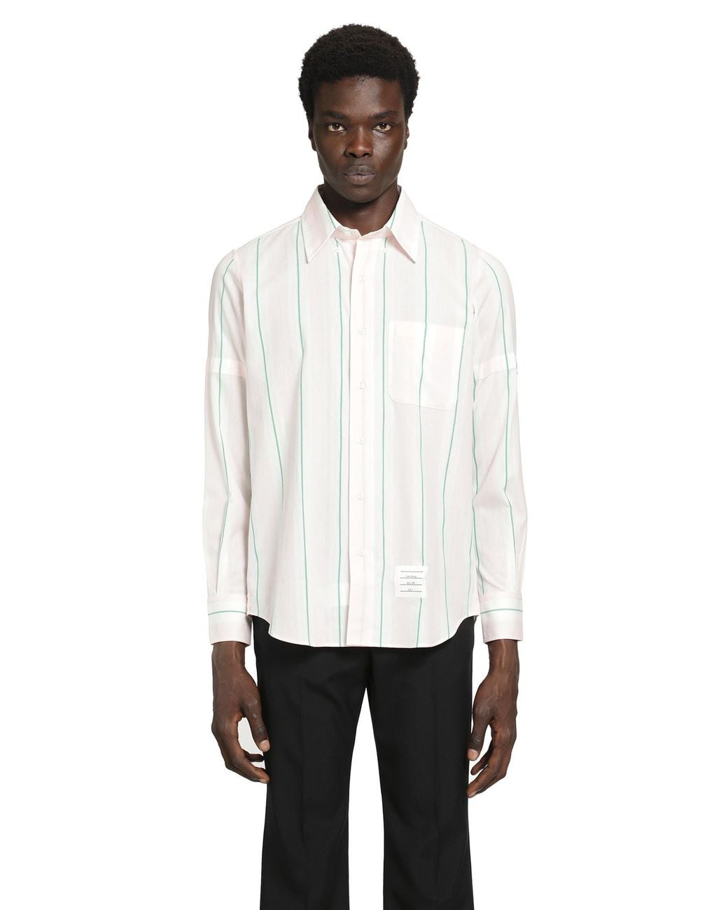 Thom Browne White Stroped Cotton Shirt for men
