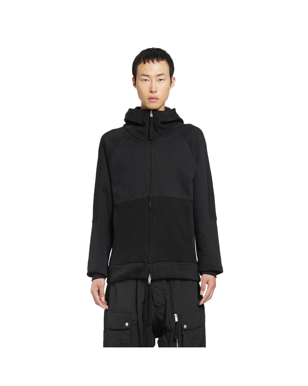 Thom Krom Black Hooded Zip-Up Sweatshirt for men
