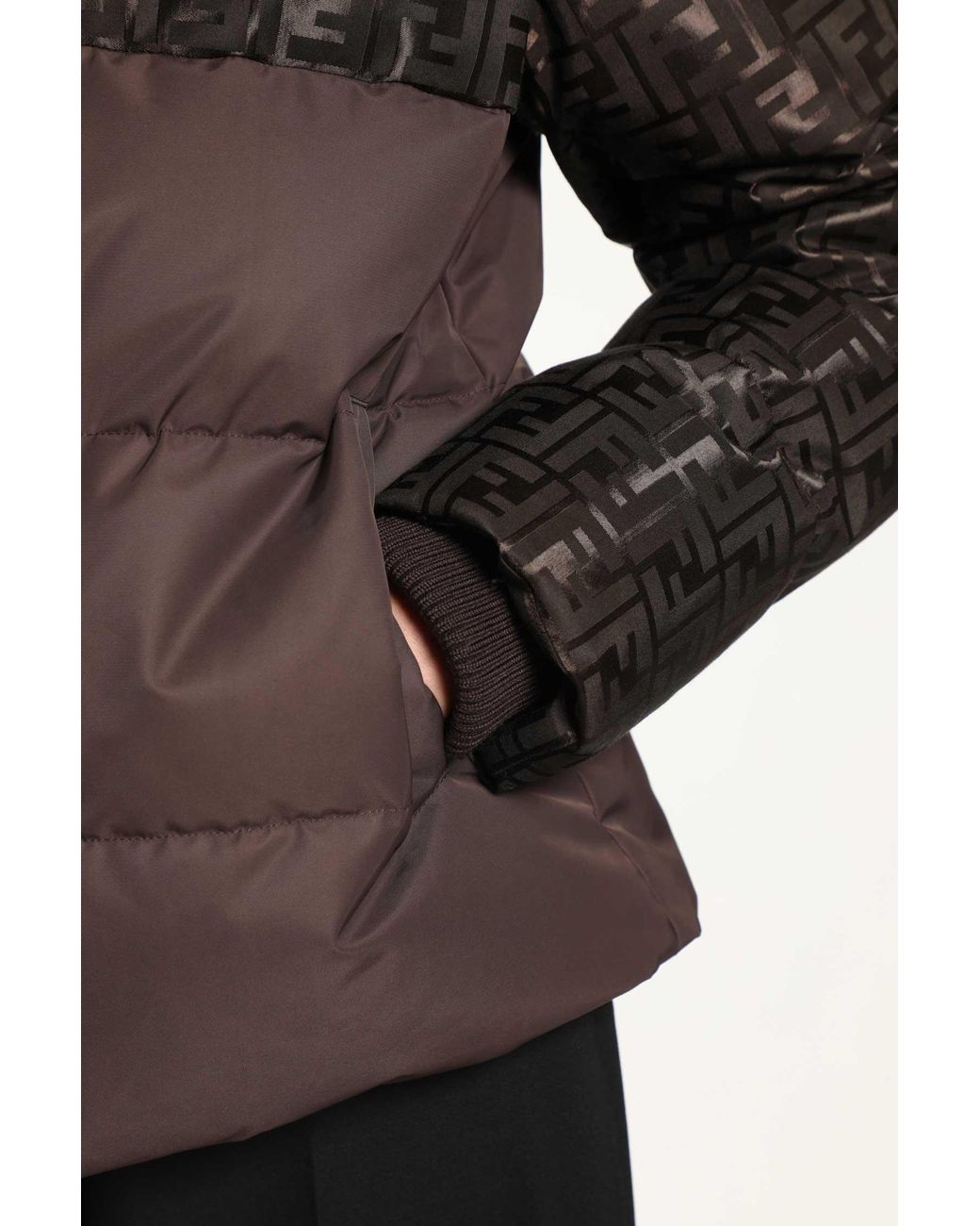 Fendi Brown Ff Nylon Down Jacket