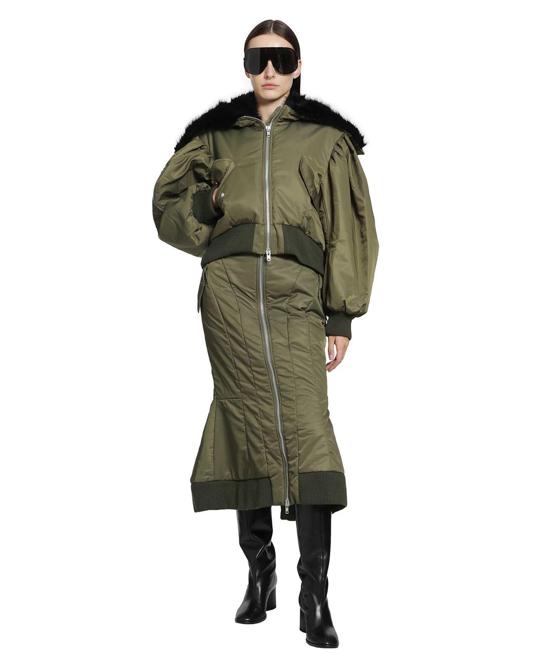 Simone Rocha Green Padded Sculpt Bomber Skirt
