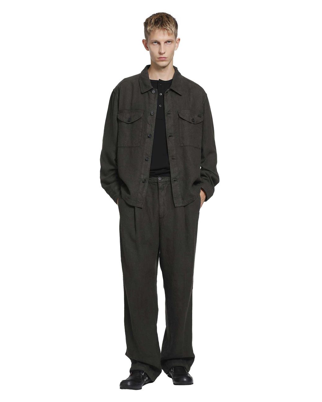 Massimo Osti Studio Black Brushed Linen Pants for men