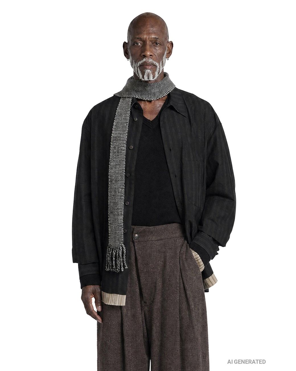 Ziggy Chen Black Striped Layered Shirt for men