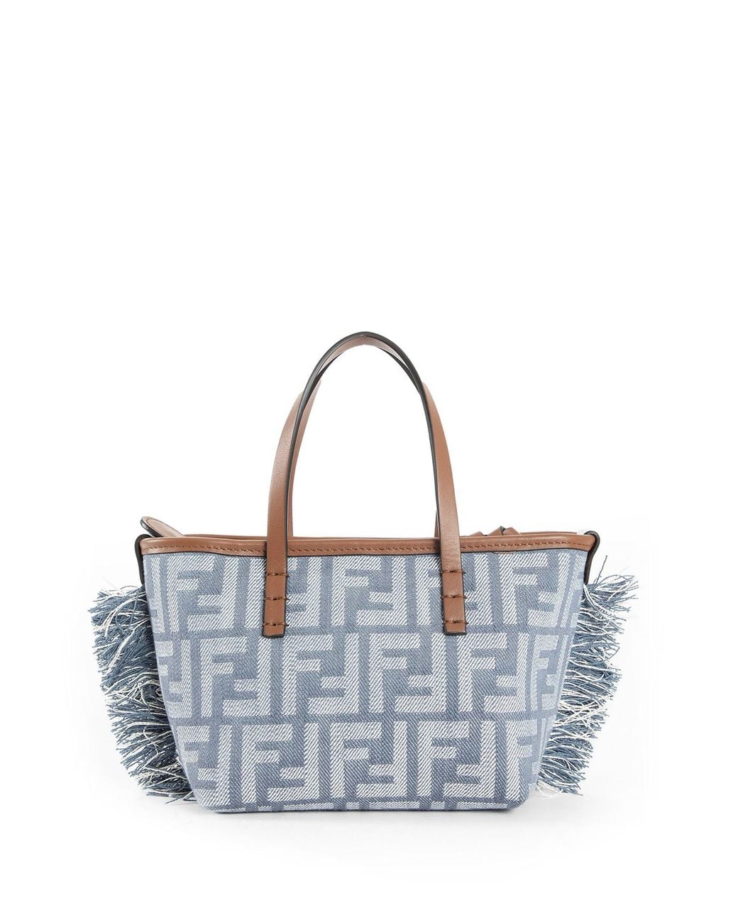 Fendi Blue Mini Roll Denim-Effect Ff Tote