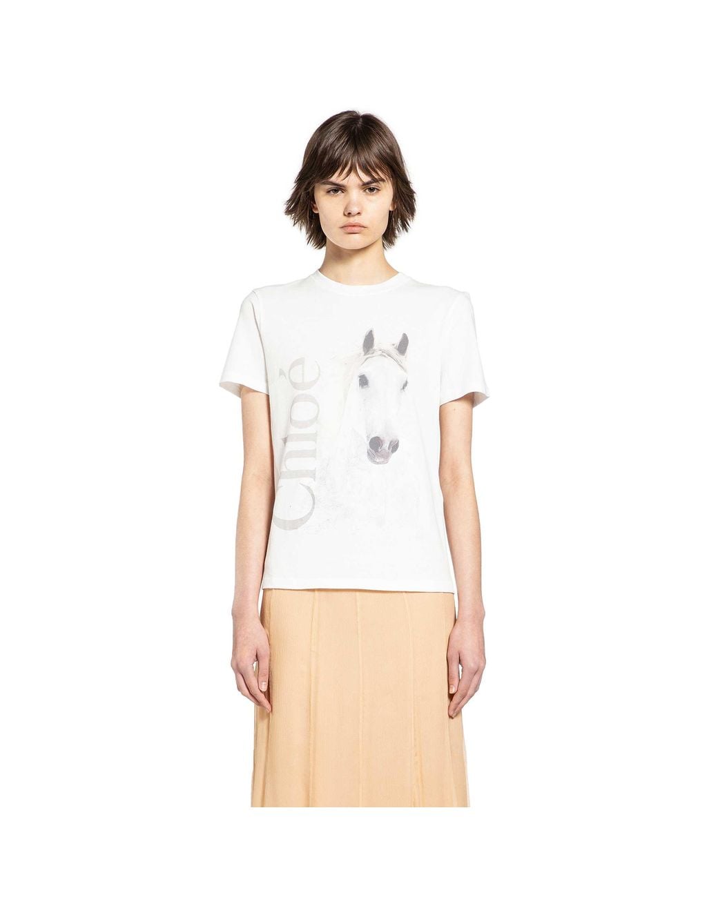 Chloé White Faded Orse T-Shirt