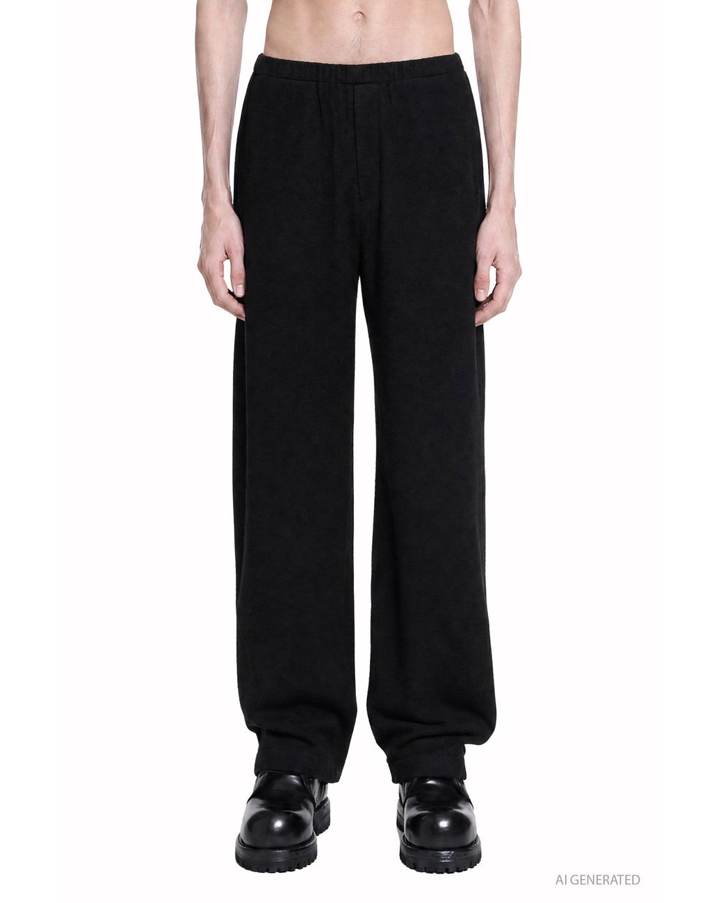 Ssstein Black Fleece Twist Pants for men