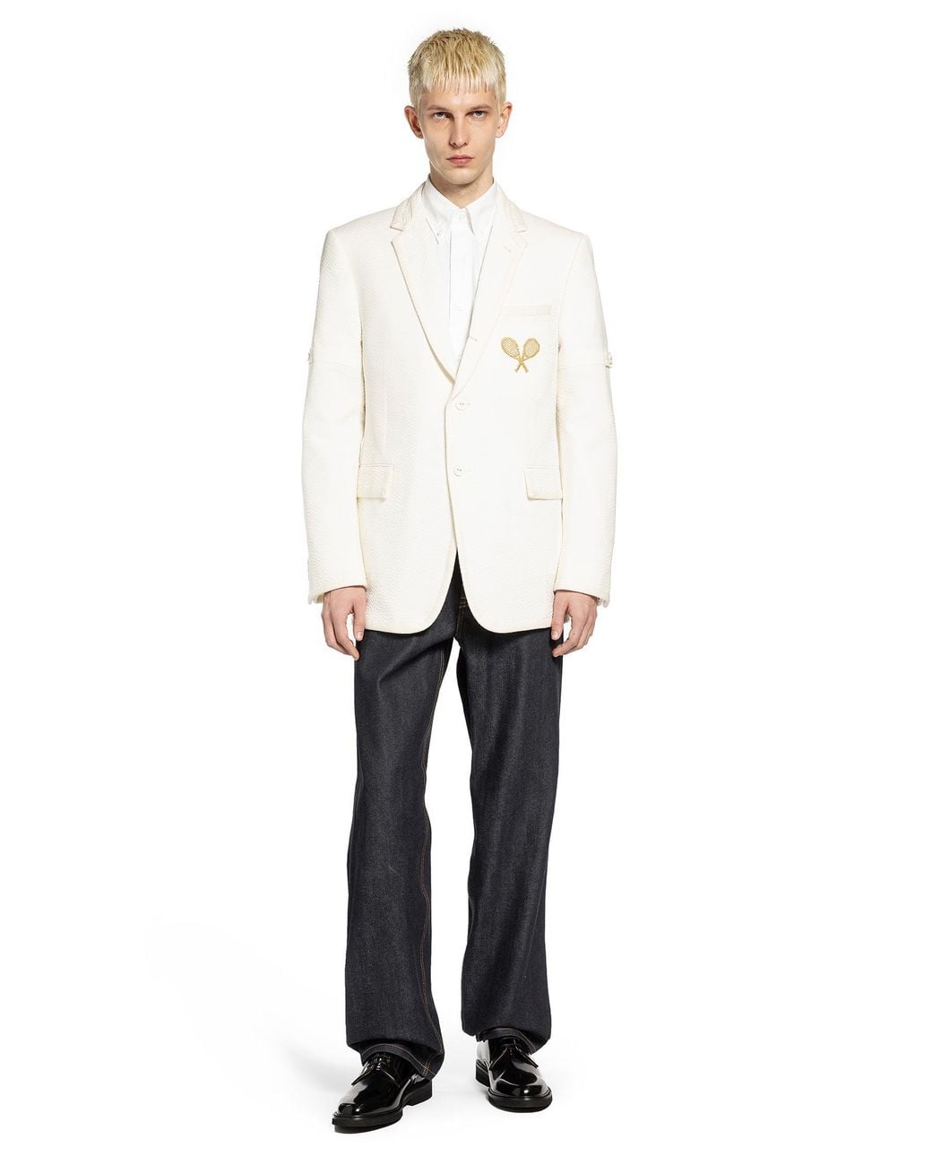 Thom Browne White Wide Shoulder Blazer for men