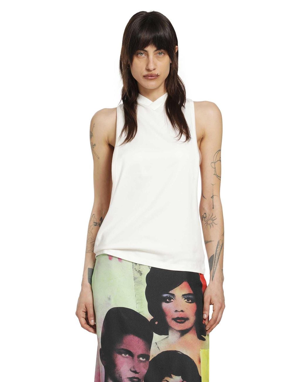 Versace White Stretch Cotton Jersey Vintage Tank Top