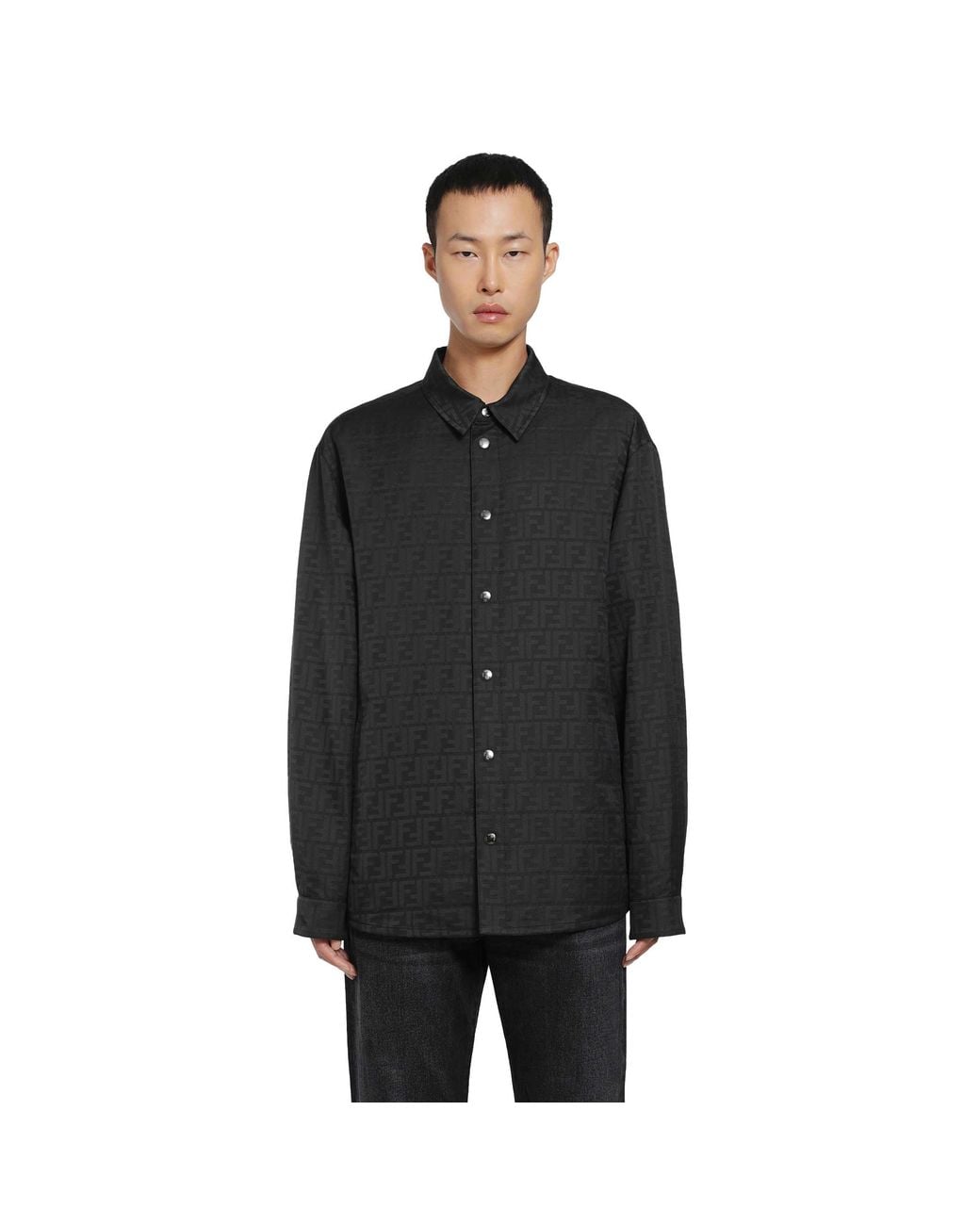 Fendi Black Ff Zucca Jacquard Blouson Jacket for men