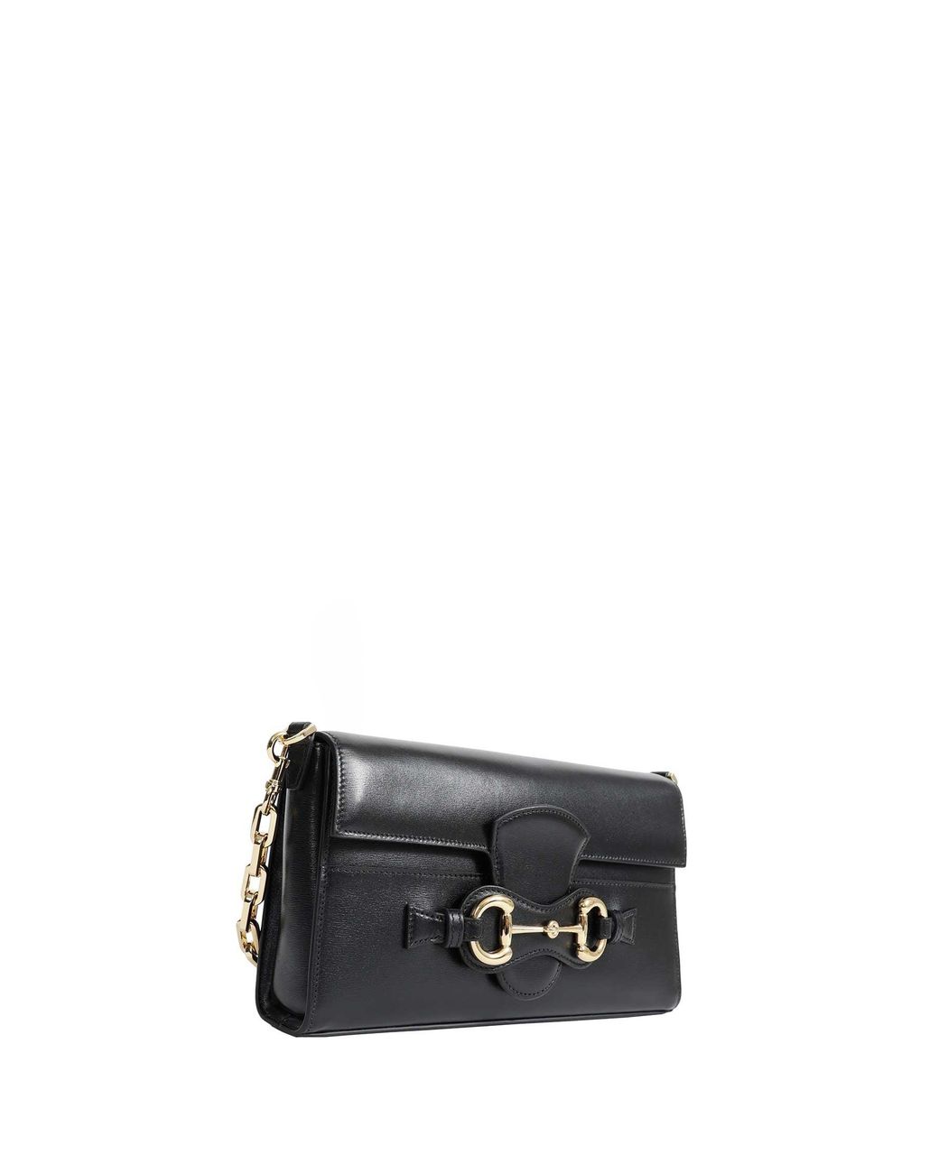 Gucci Black Horsebit Ristretto Medium Shoulder Bag