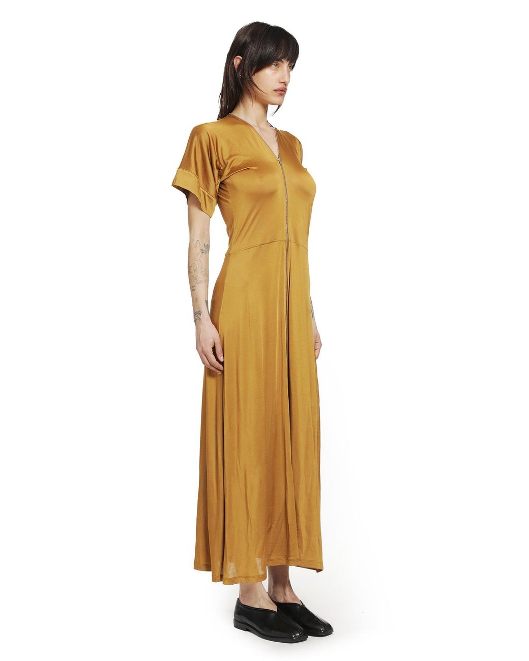 Lemaire Metallic Jersey Zip Midi Dress