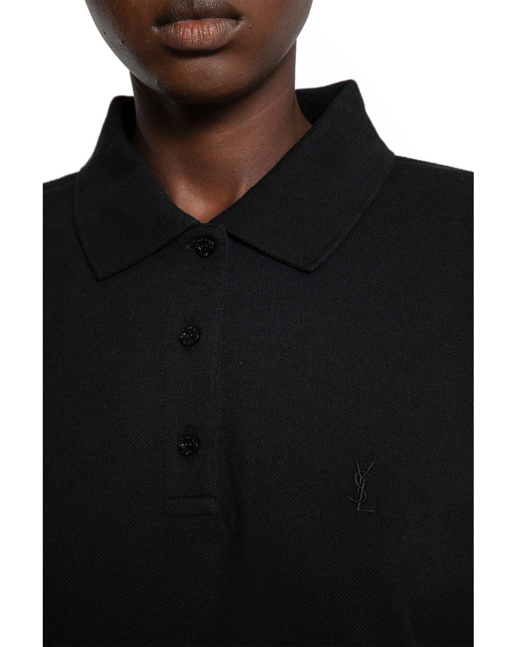 Saint Laurent Black Cassandre Polo Shirt