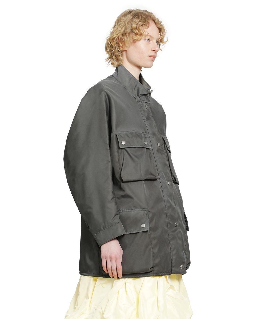 Prada Gray Washed Re-Nylon Rain Jacket