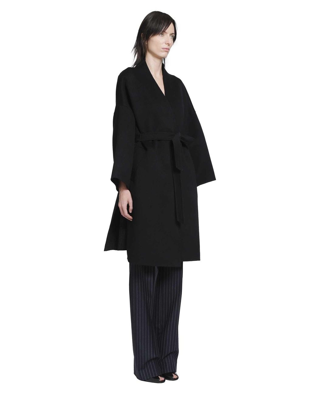 Fendi Black Kimono Double Wool Coat