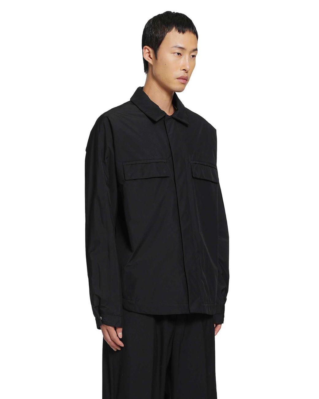 Laminar Black Coated Nylon Overshirt for men