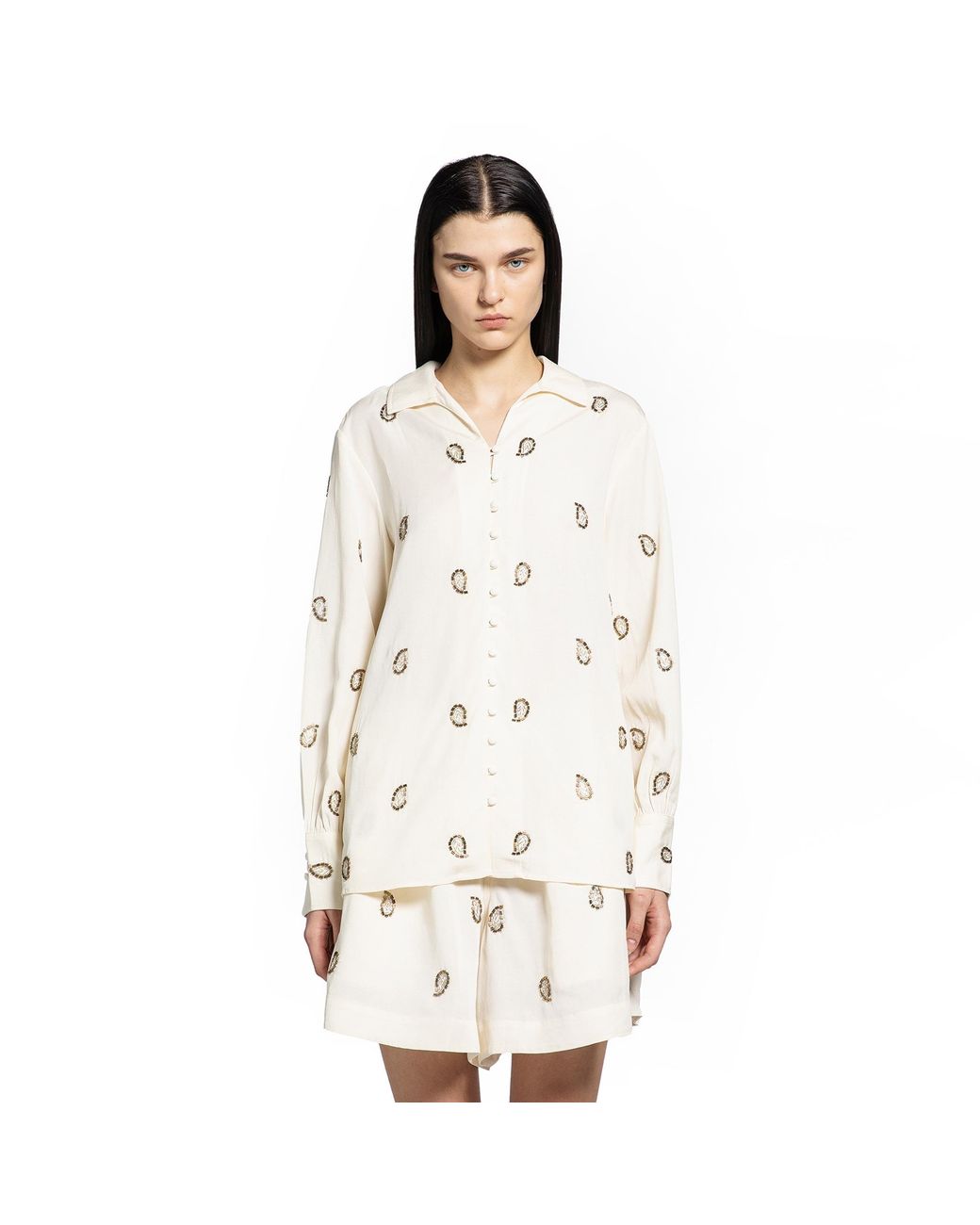 Polo Ralph Lauren White Beaded Paisley Top