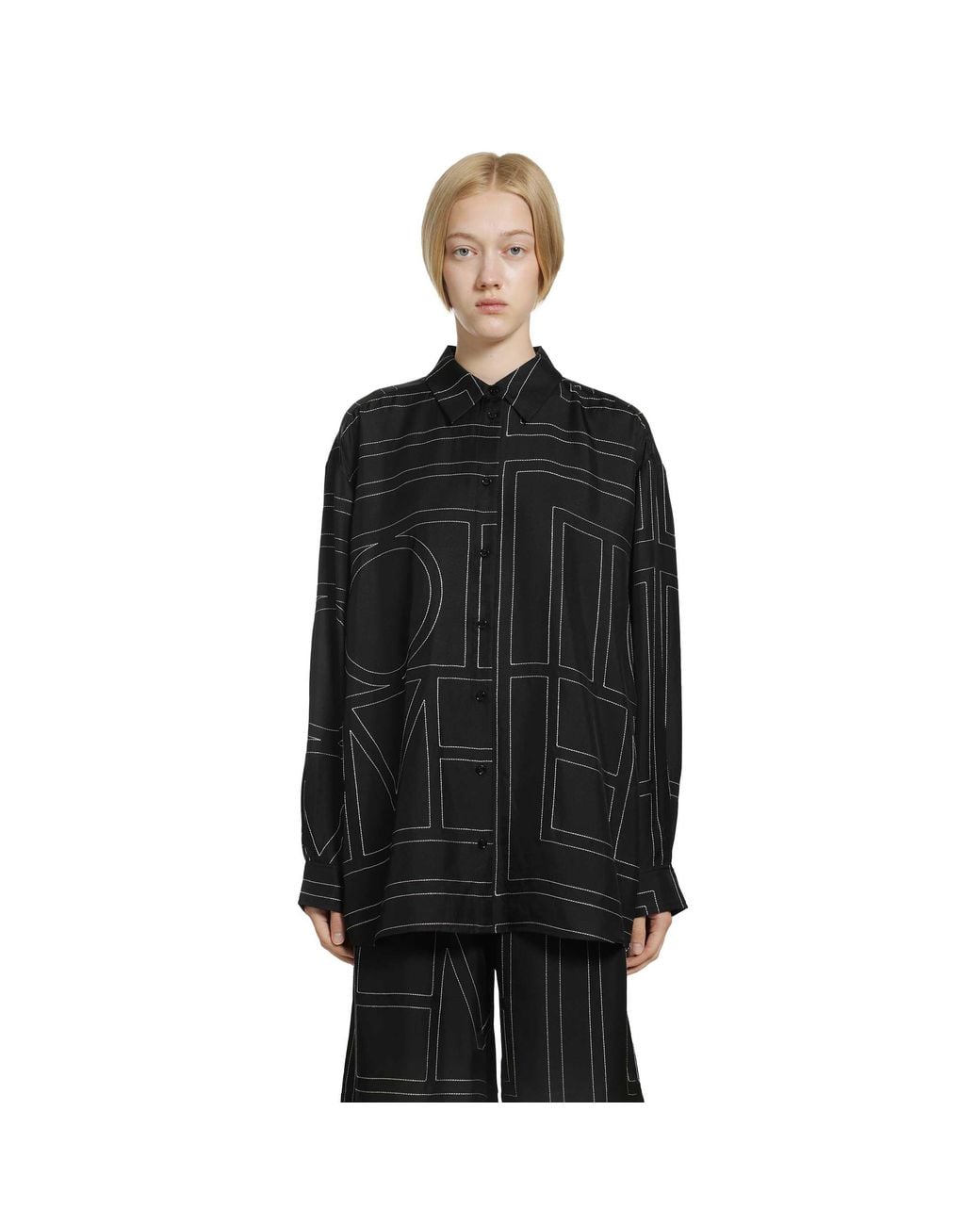 Totême Black Classic Embroidered Shirt