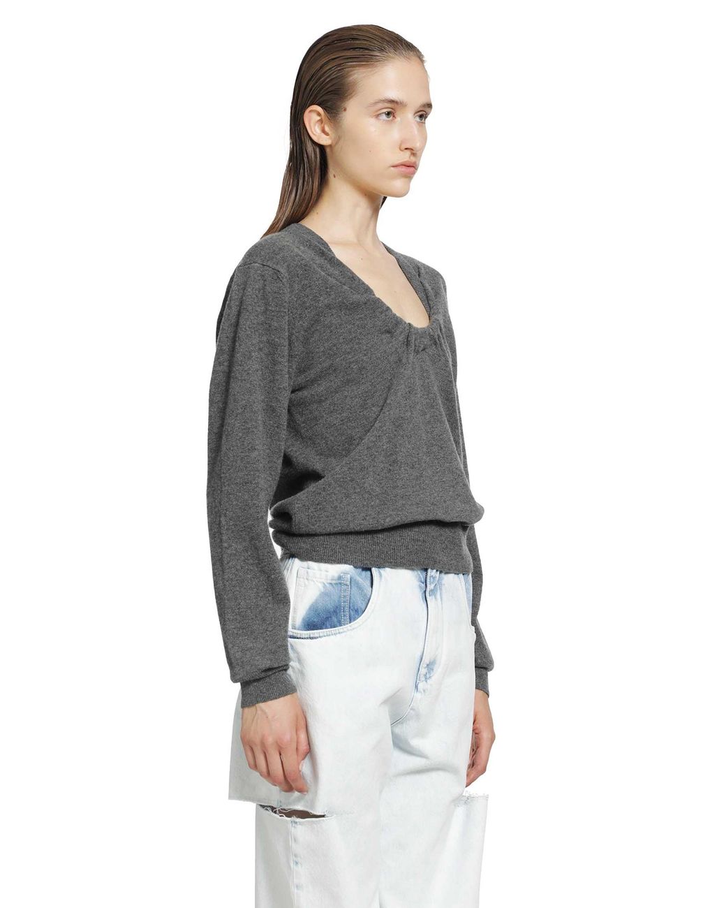 Maison Margiela Gray Twisted Knit Crewneck Sweater
