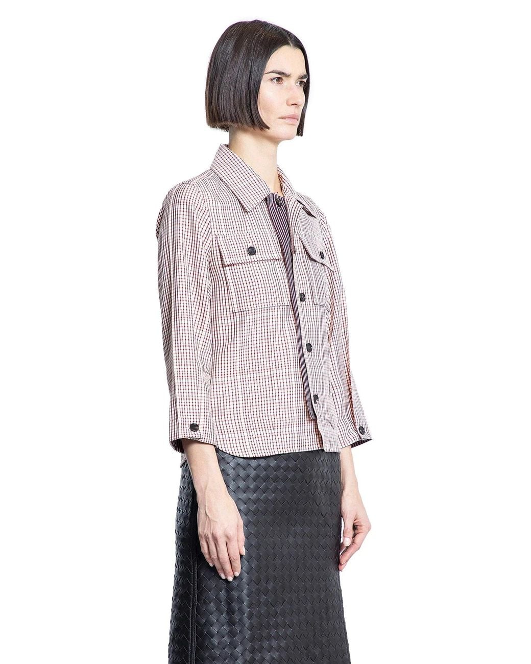 Bottega Veneta Purple Check Viscose Shirt