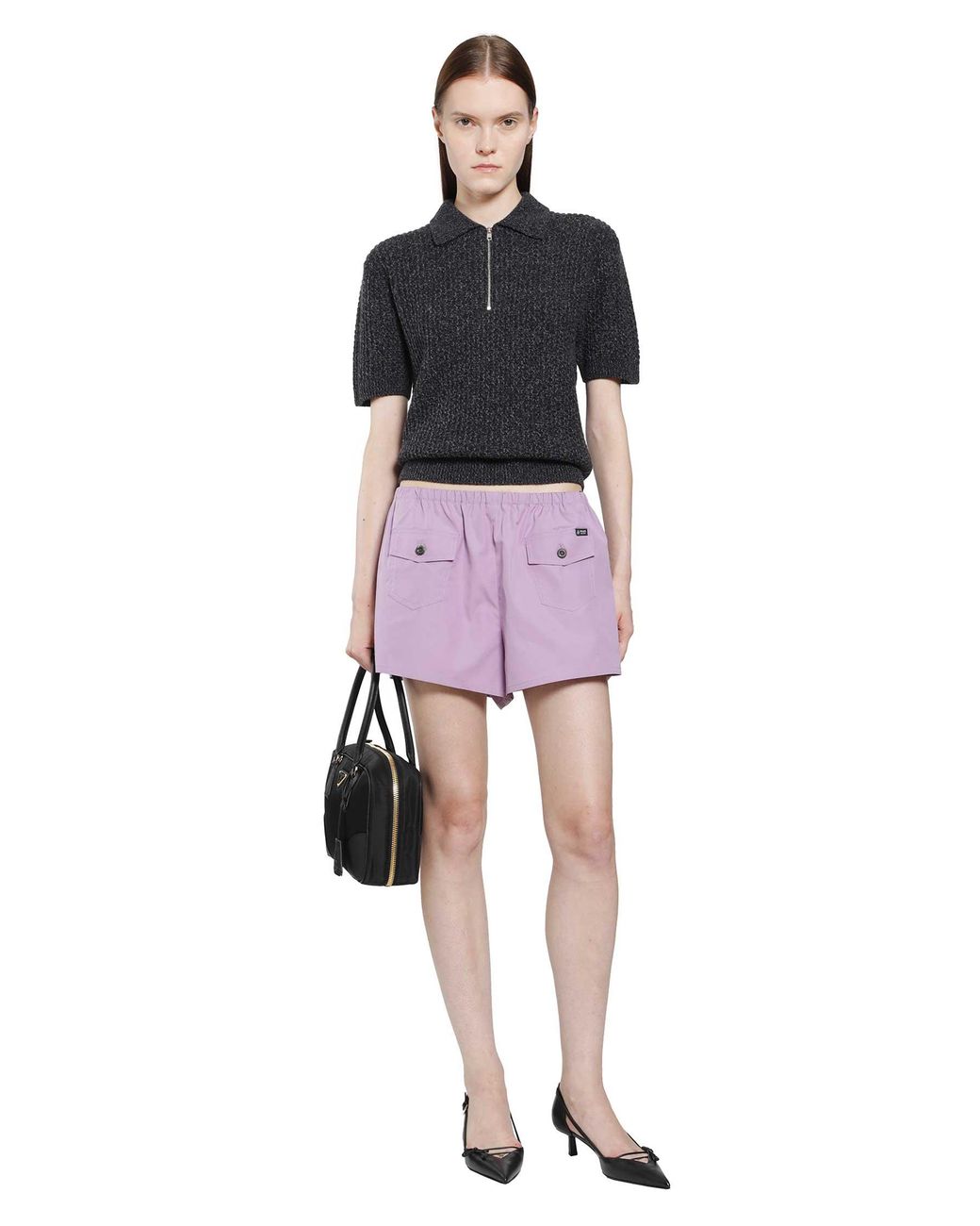 Prada Black Wool Cashmere Knit Polo