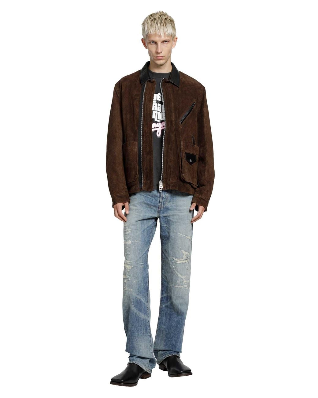 Mastercraft Union Blue Showa Relaxed Natsu Ao Repaired Jeans for men