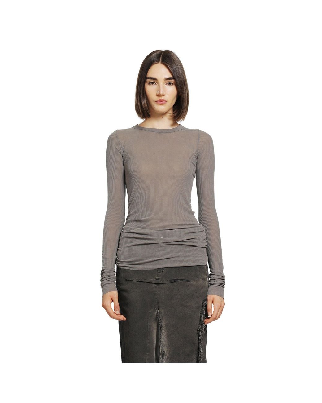 Rick Owens Gray Tower Rib Ls T