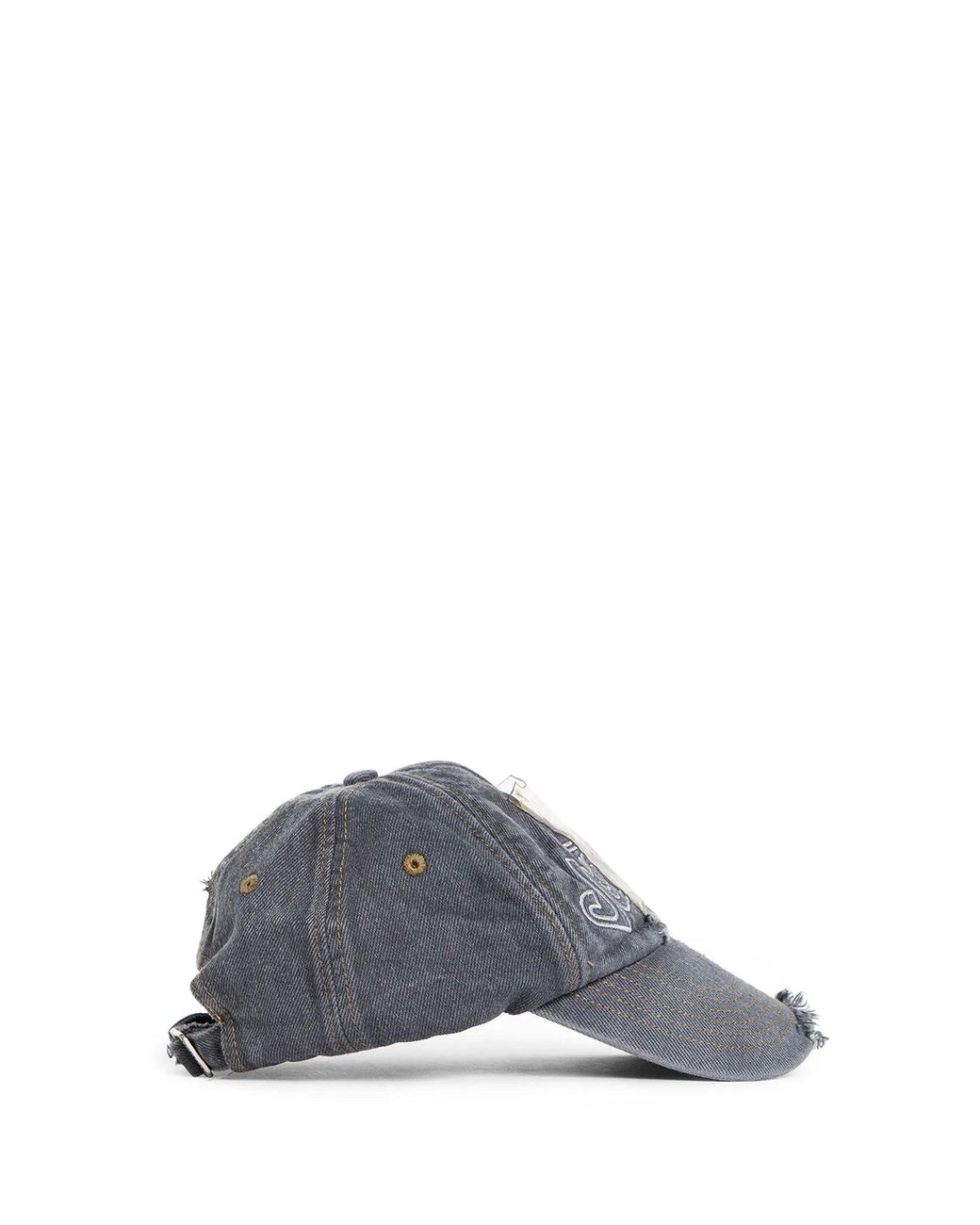 JORDANLUCA Gray Distressed Denim Baseball Cap for men