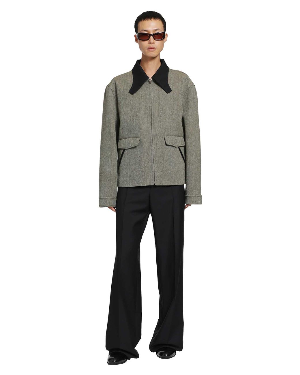 Marni Gray Sculptural Collar Tweed Jacket for men