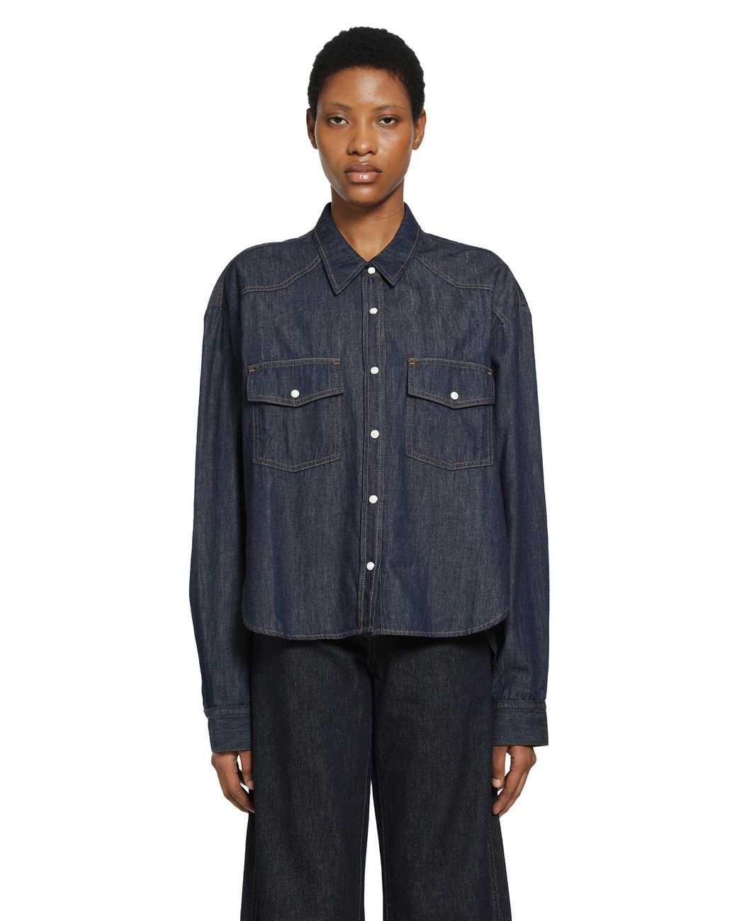Khaite Blue Grenon Chambray Shirt