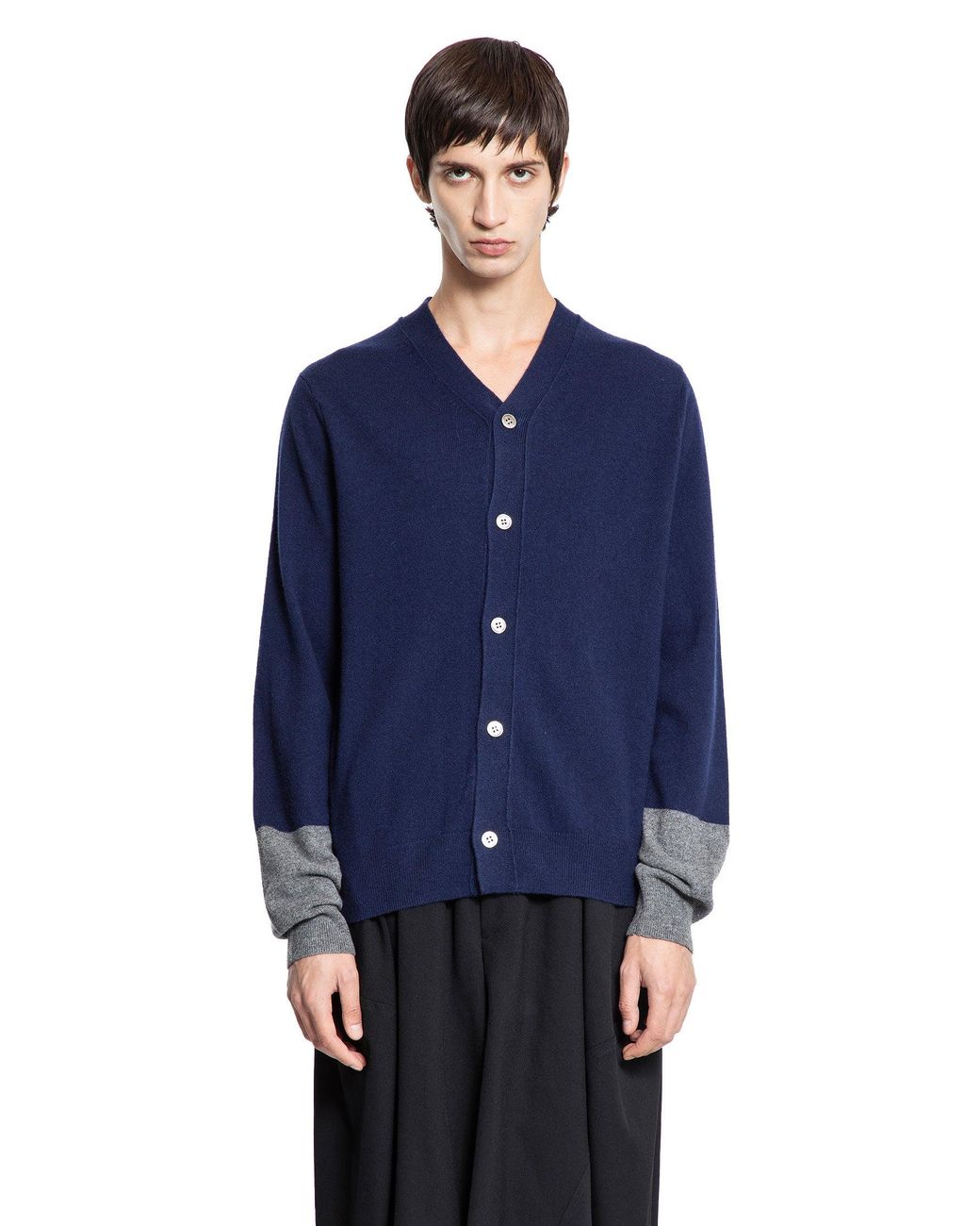 Comme des Garçons Blue Two-Tone Lambswool Cardigan for men