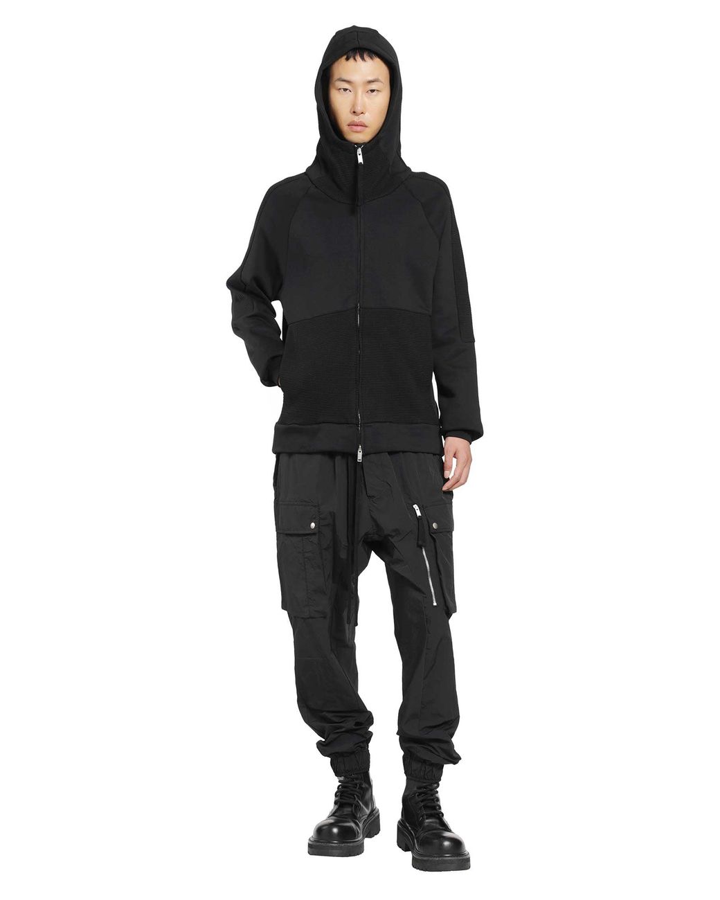 Thom Krom Black Hooded Zip-Up Sweatshirt for men