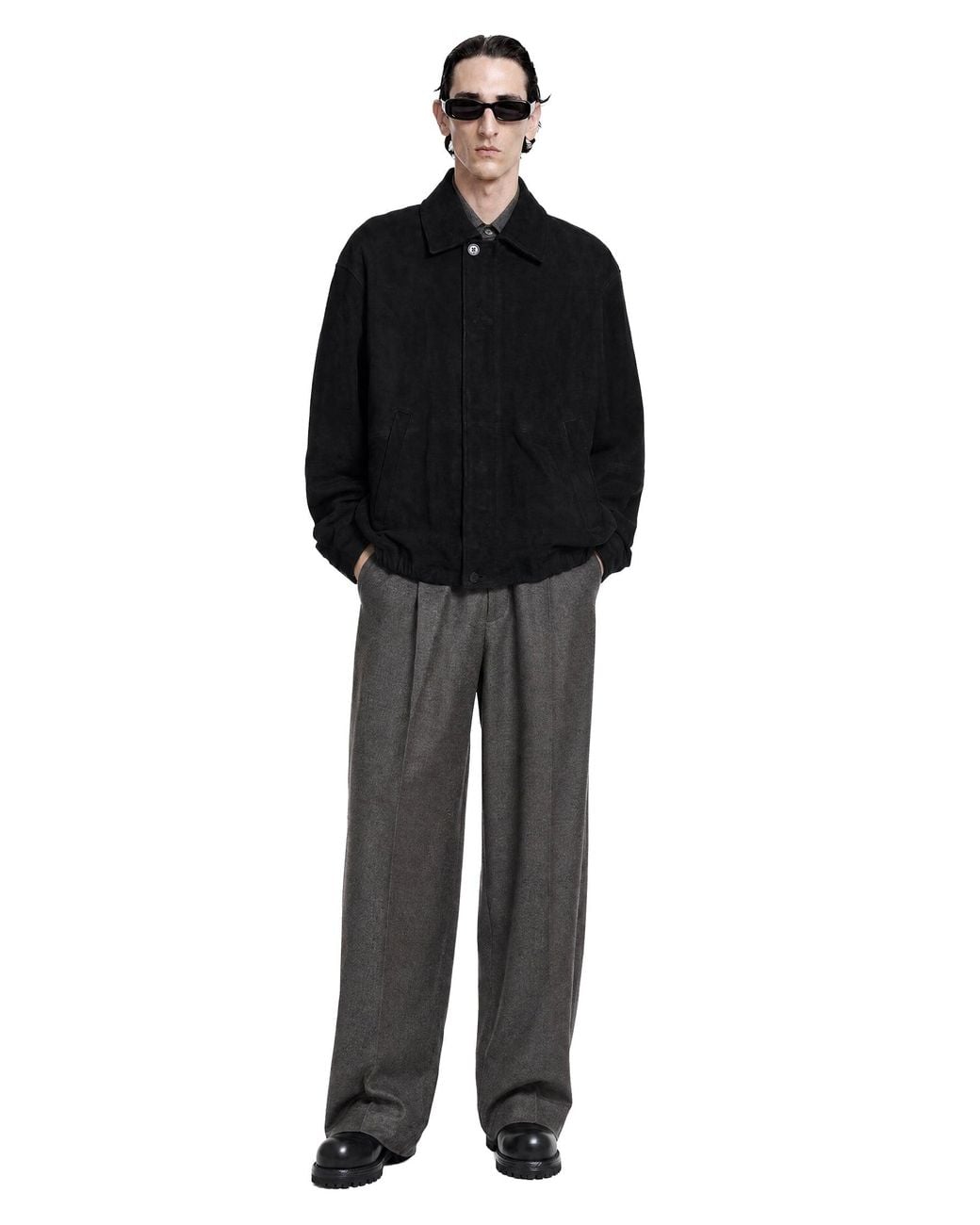 Ssstein Gray Extra Fine Wool Extra Wide Trousers for men
