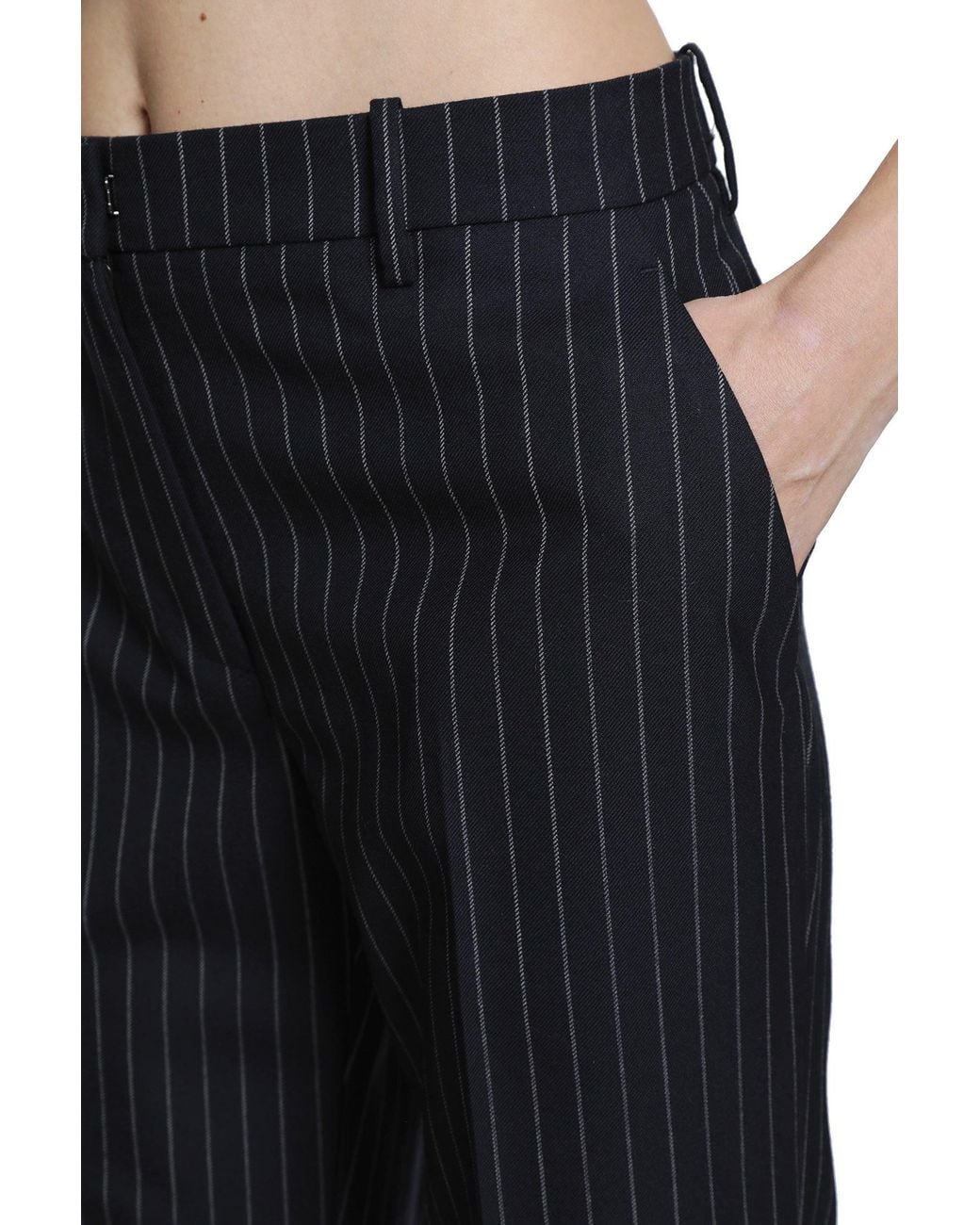 Tom Ford Blue Corded Chalk Stripe Wool Trousers