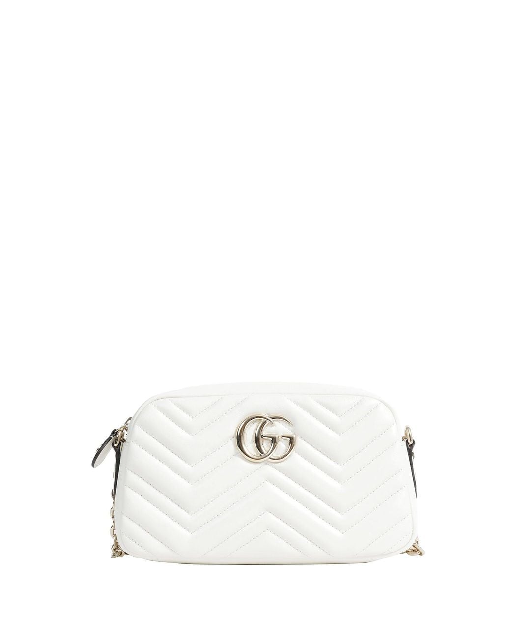 Gucci White Gg Marmont Small Camera Bag