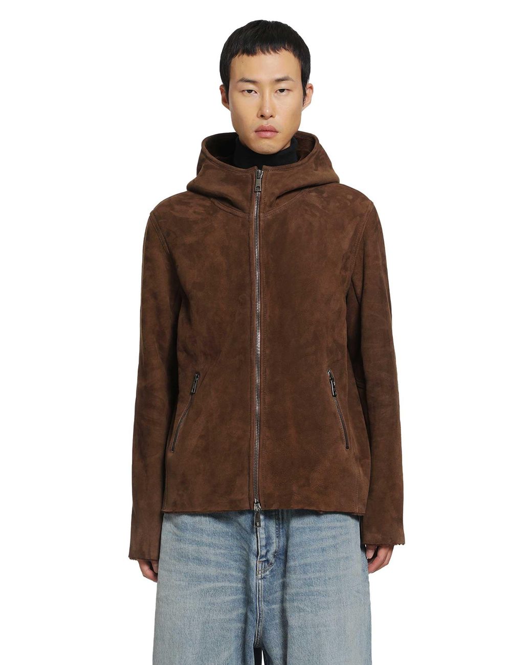 Giorgio Brato Brown Hooded Suede Jacket for men