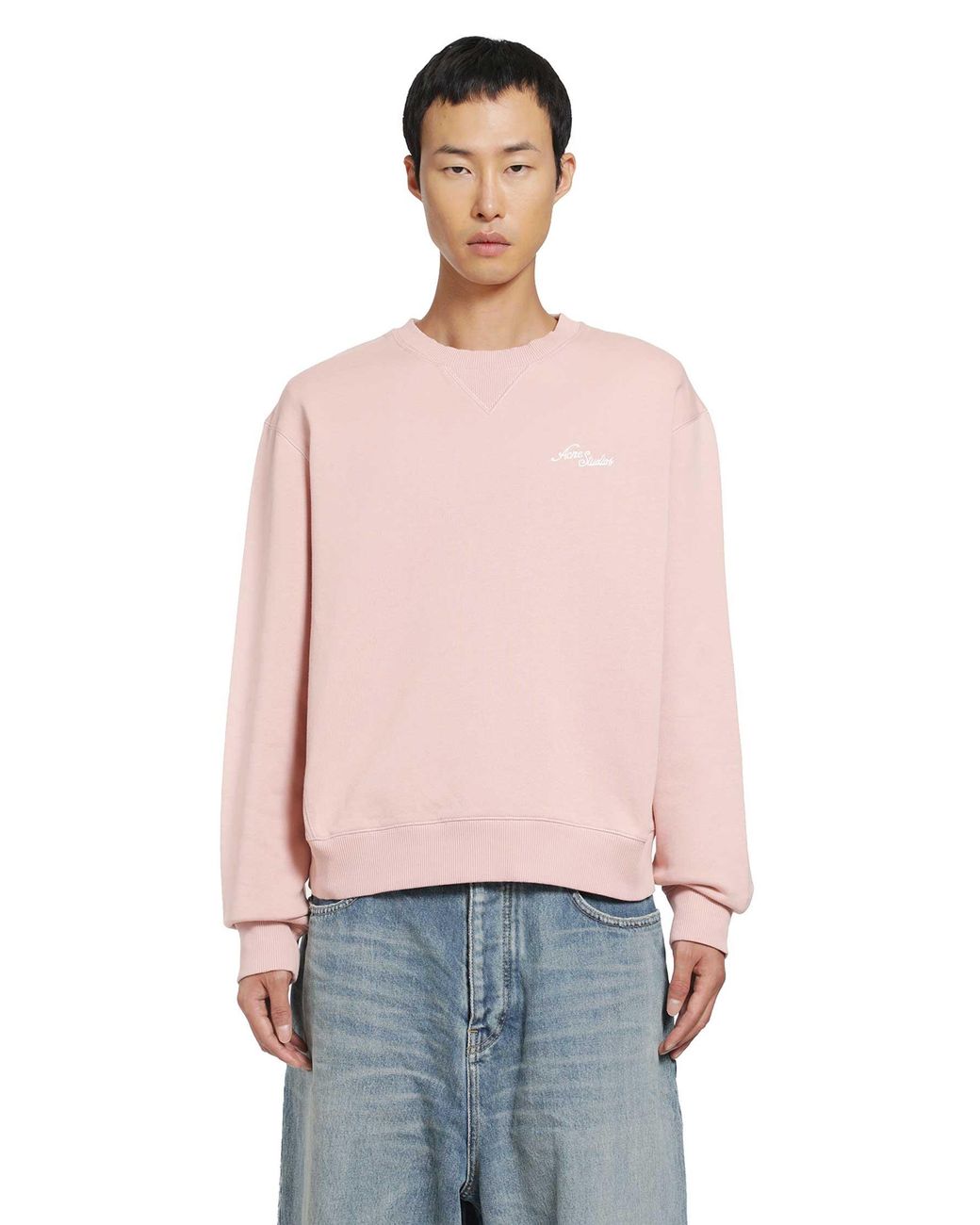 Acne Red Logo Fleece Sweatshirt for men