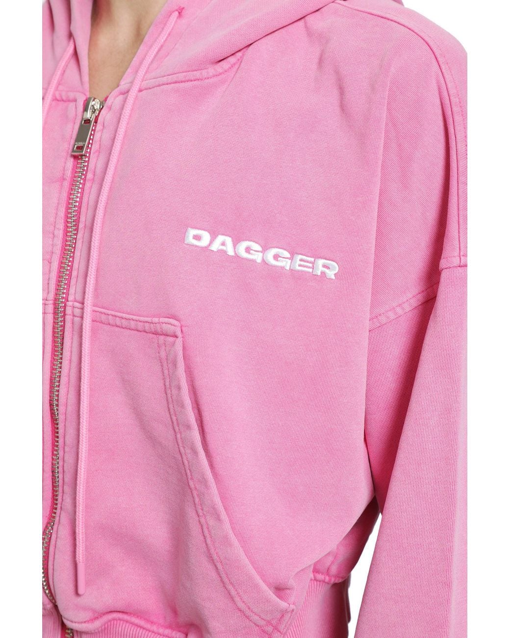 DAGGER Red Cropped Zip-Up Hoodie for men