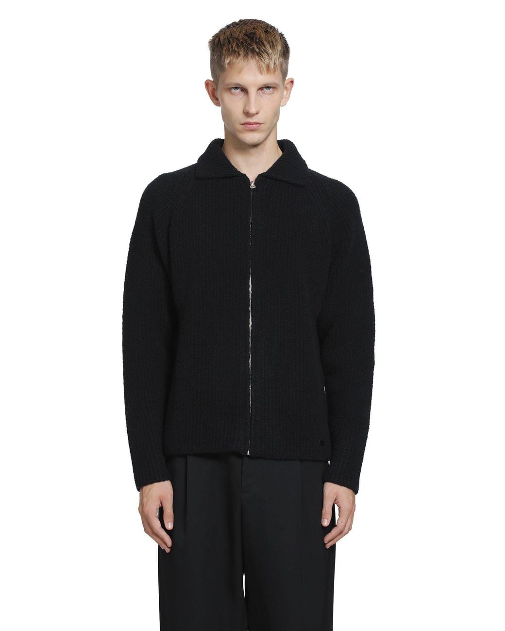 Massimo Osti Studio Black Felted Cardigan for men