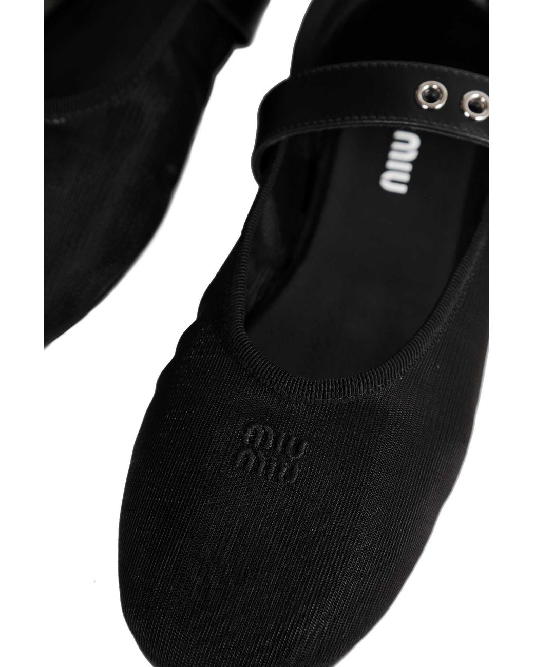 Miu Miu Black Mesh And Fabric Ballerinas