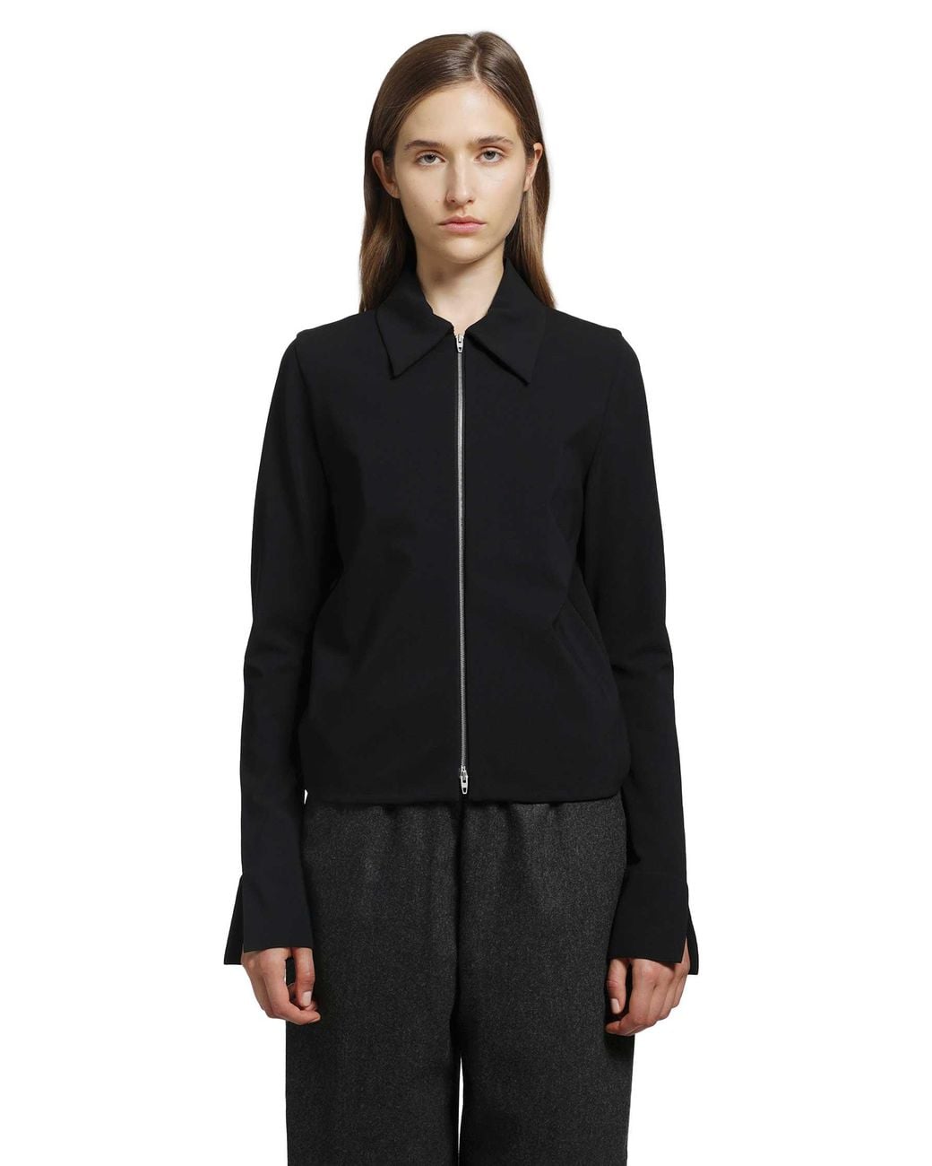 Jil Sander Black Jersey Zip Closure Jacket
