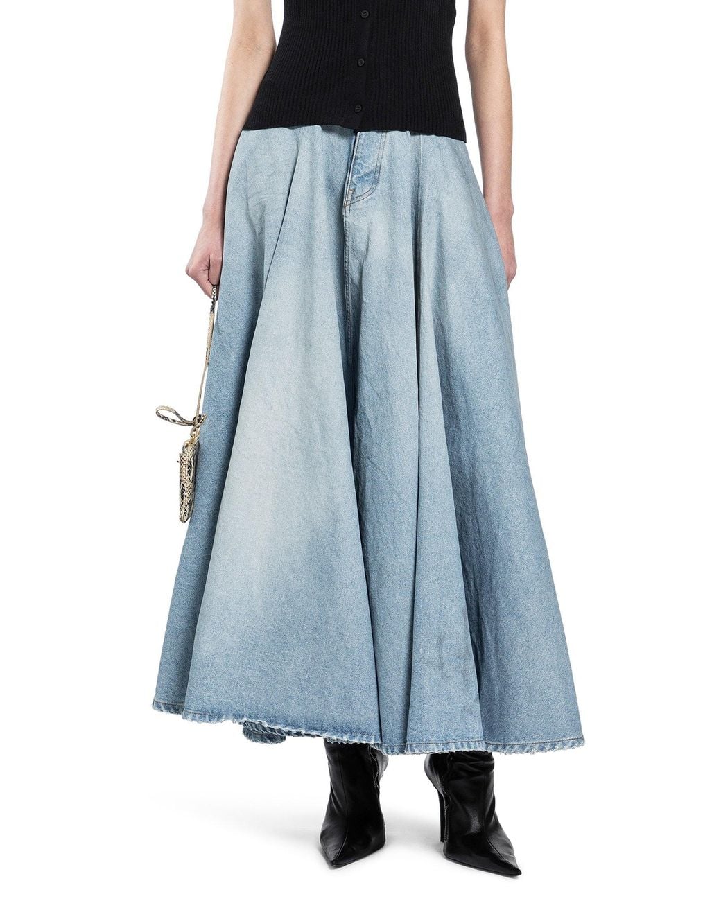 Balenciaga Blue Godet Maxi Skirt